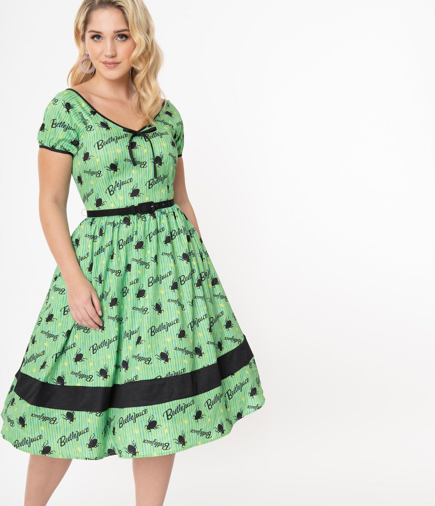 Unique Vintage X Beetlejuice Crawling Critters Print Hannah Swing Dress